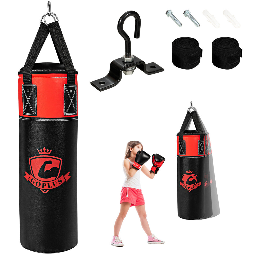 Punch Bags Set Anti Swing Filled Hanging Boxing Bag w/Gloves Hand Wrap