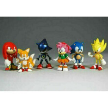 Sonic the Hedgehog Conjunto de 6 toppers de metal para pastel - Figuras de Knuckles, Amy y Tails, 7 cm de alto