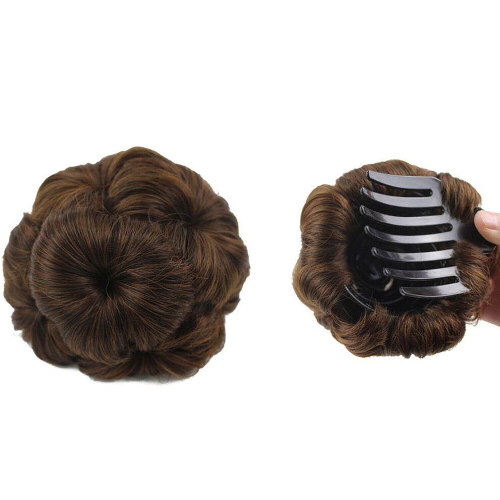 (Light Brown) Claw Hair Extension Bun