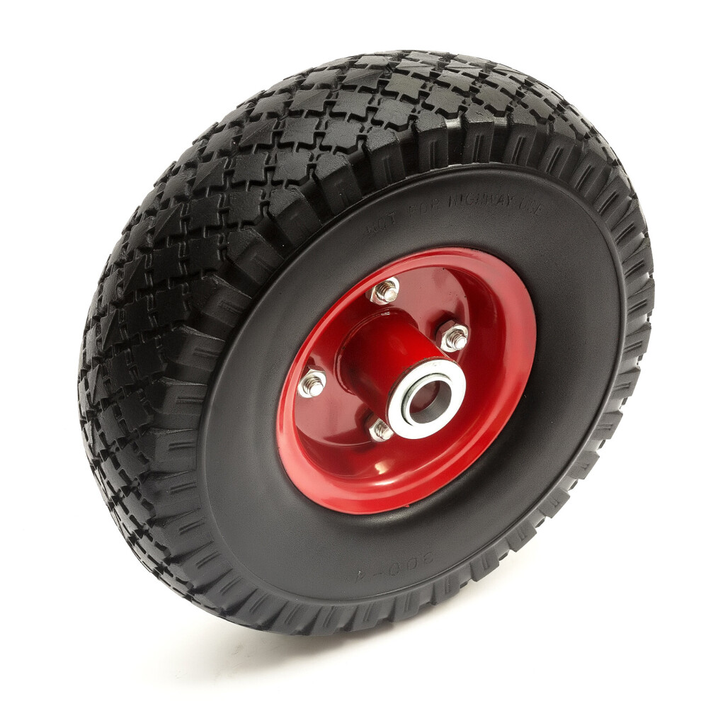 10 Inch Pu 3.00-4 Puncture Proof Solid Tyre & Offset Hub Metal Wheel Sack Truck 5056213589615