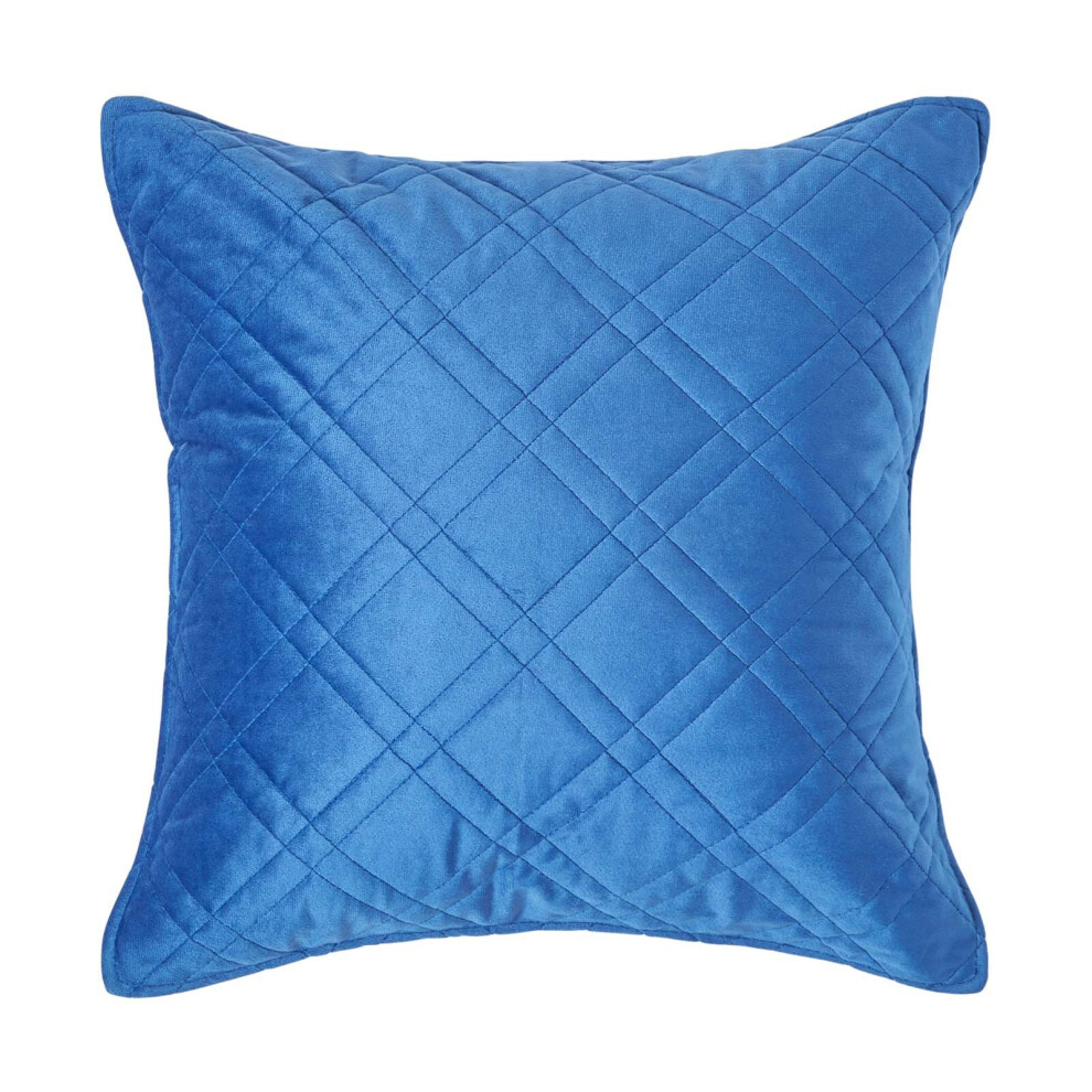 Homescapes (Navy) Luxury Quilted Velvet Cushion Cover Geometric Paragon Diamond Pattern, 45 X 45 Cm