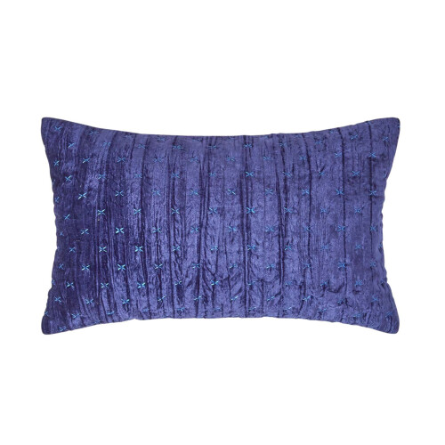 Homescapes (Navy Blue, 30 x 50 cm) Crushed Velvet Rectangular Cushion Cover