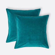 (Emerald green) Set of 2 Velvet Cushion Covers, 40 x 40 cm