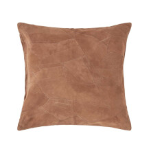 (Tan) Real Leather Suede Cushion with Feather Filling