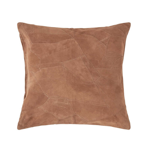 Homescapes (Tan) Real Leather Suede Cushion with Feather Filling