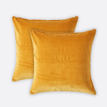 (Mustard) Set of 2 Velvet Cushion Covers, 40 x 40 cm