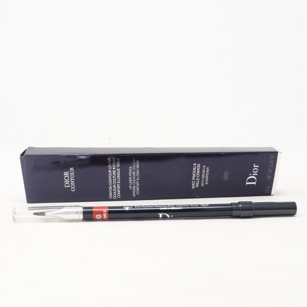 (080 Red Smile) Dior Lipliner Pencil With Brush & Sharpener 0.04Oz New In Box