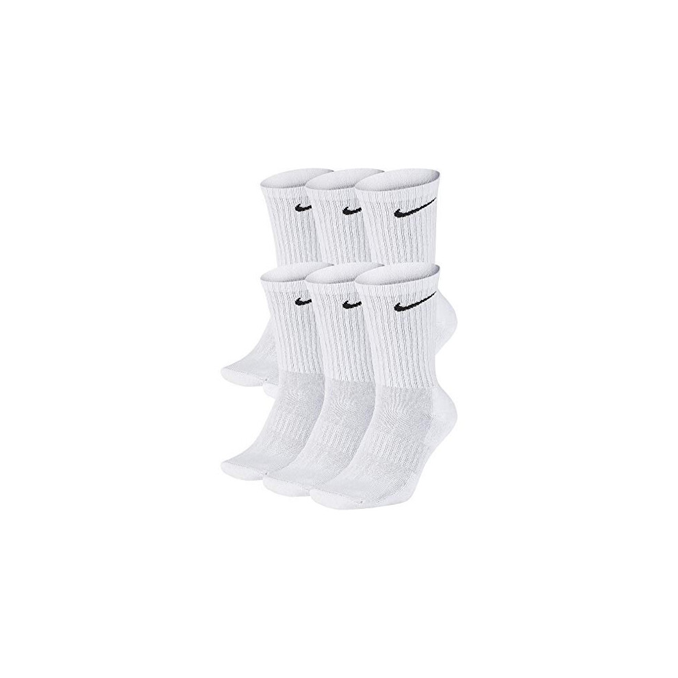 NIKE Men's Everyday Cushion Crew Training Socks (6 Pair) White/Black L