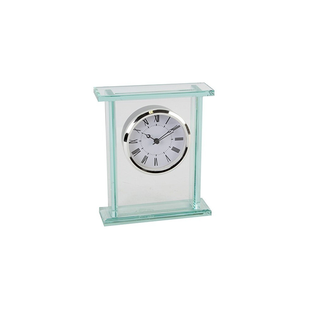 Wm.Widdop Glass Silver Bezel Mantel Clock