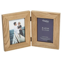 Hampton Frames NEW ENGLAND Solid Oak Wood Photo Frame (Hinged Double 4x6 (10x15cm))