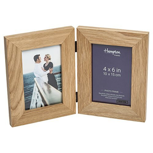 Hampton Frames NEW ENGLAND Solid Oak Wood Photo Frame (Hinged Double 4x6 (10x15cm))