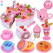 99pcs Pretend Birthday Cake for Kids, DIY Decorating Party Play Food