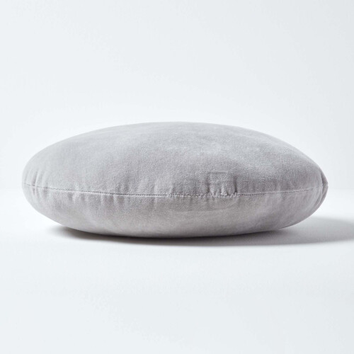 Homescapes (Light grey) Velvet Cushion, 40 cm Round 1