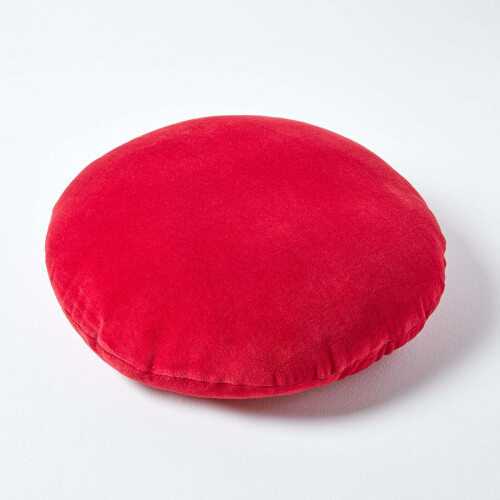 Homescapes (Red) Velvet Cushion, 40 cm Round 2