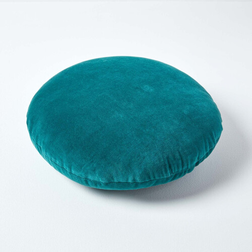 Homescapes (Emerald green) Velvet Cushion, 40 cm Round 2