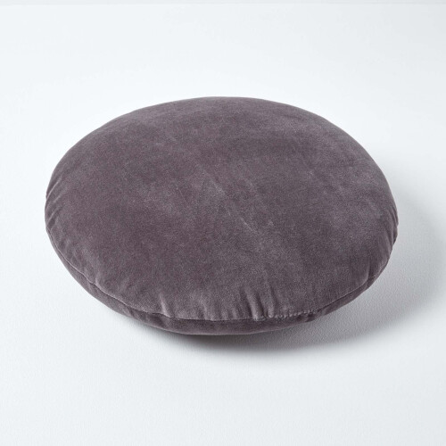 Homescapes (Dark grey) Velvet Cushion, 40 cm Round 2