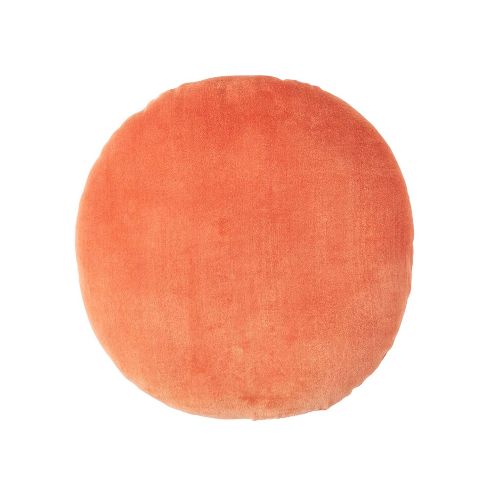 Homescapes (Burnt ) Velvet Cushion, 40 Cm Round Orange