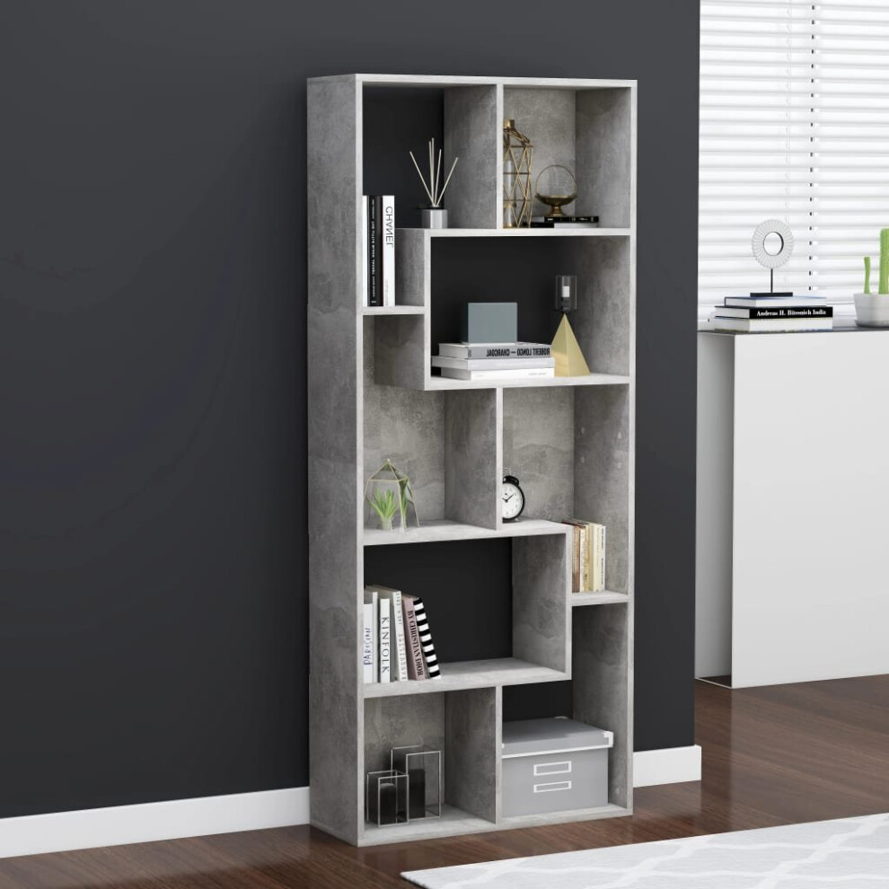 Book Cabinet Concrete Grey 67x24x161 Cm Chipboard