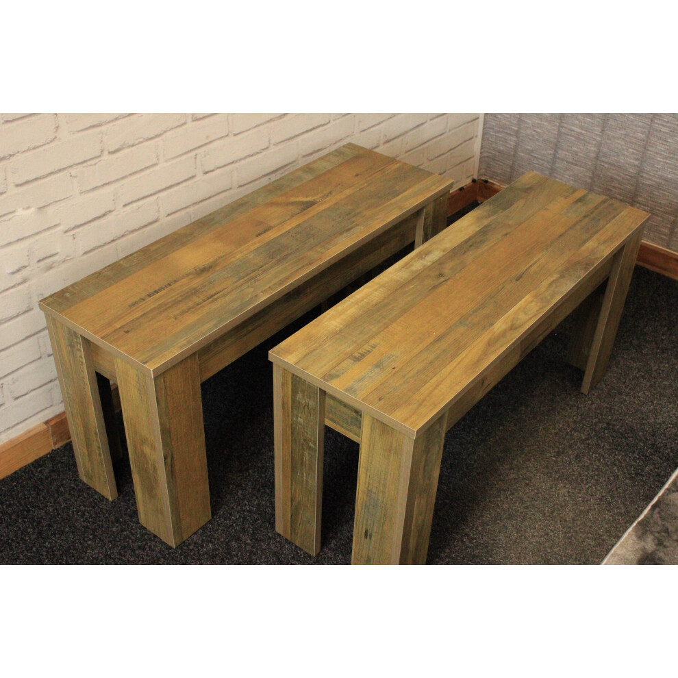 New Kosy Koala Rustic Effect Set Of Dining Benches Only Grain Size 2