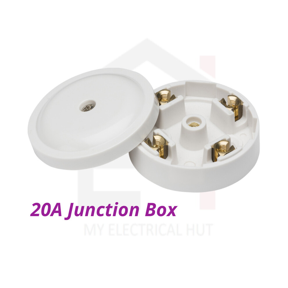 20A Junction Box 4 Terminal 59Mm Electrical Wiring Connector White 5055832955306