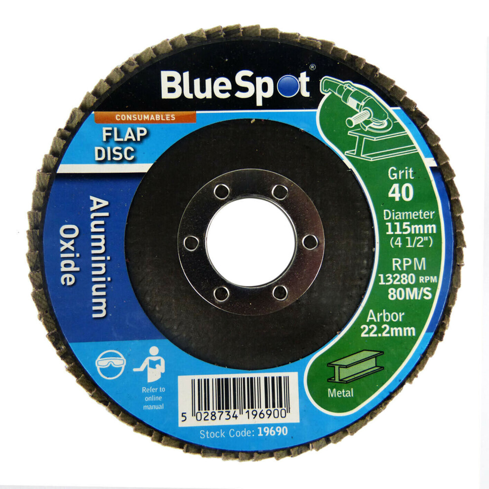 (40 Grit, 10 Pack) Bluespot 4.5" 115mm Sanding Discs - 40, 60, 80, 120 Grit Available