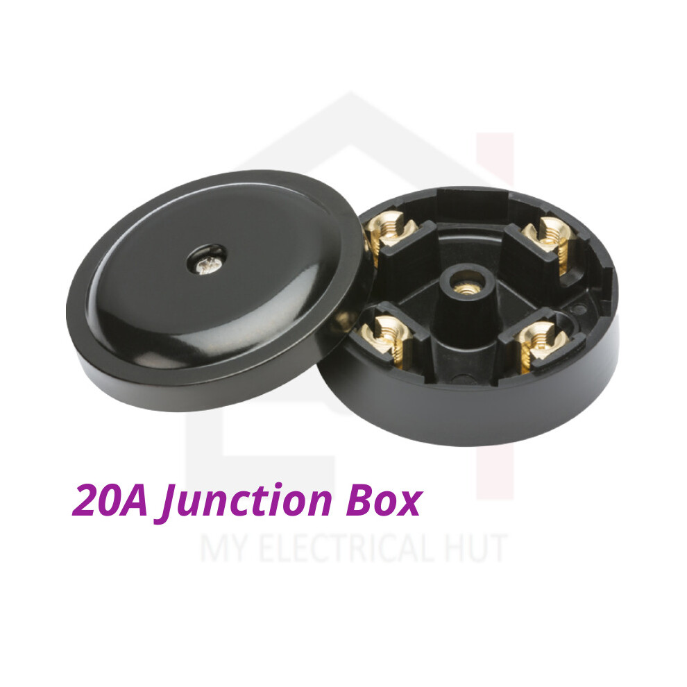 20A Junction Box 4 Terminal 59Mm Electrical Wiring Connector Black 5055832955276
