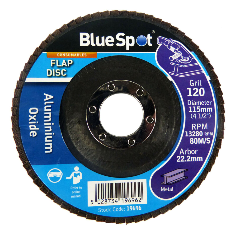 (120 Grit, 10 Pack) Bluespot 4.5" 115mm Sanding Discs - 40, 60, 80, 120 Grit Available