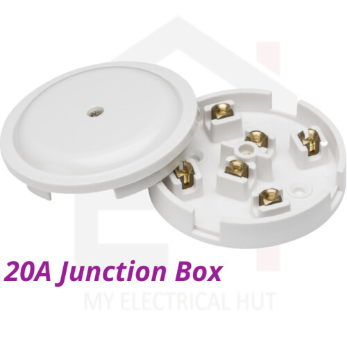 20A Junction Box 6 Terminal 89mm Electrical Wiring Connector White