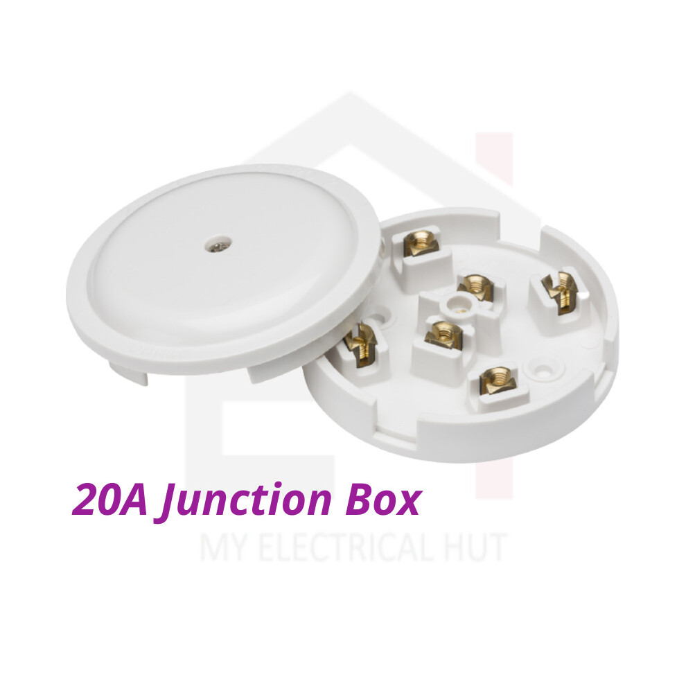 20A Junction Box 6 Terminal 89Mm Electrical Wiring Connector White 5055832955467