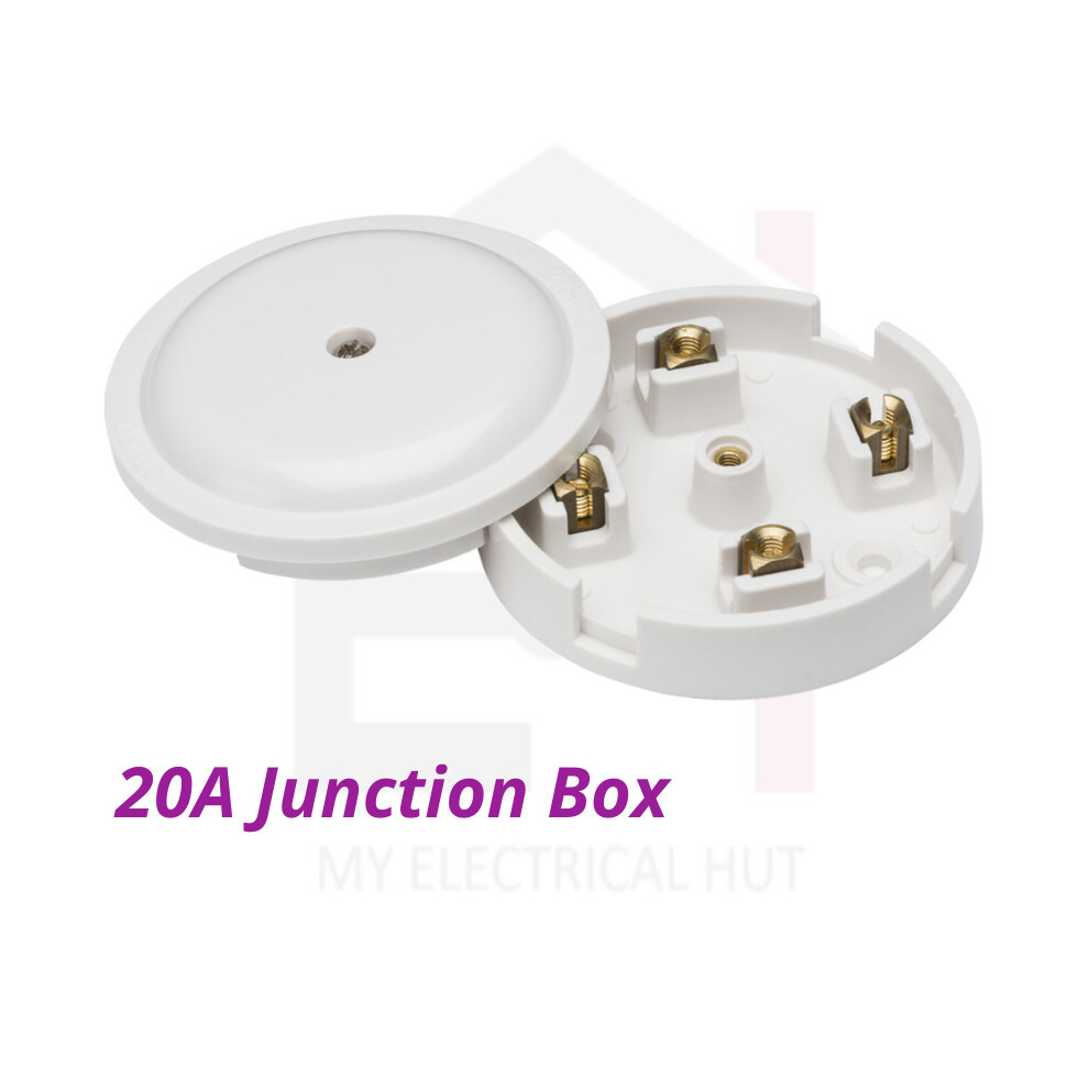 20A Junction Box 4 Terminal 79Mm Electrical Wiring Connector White 5055832955351