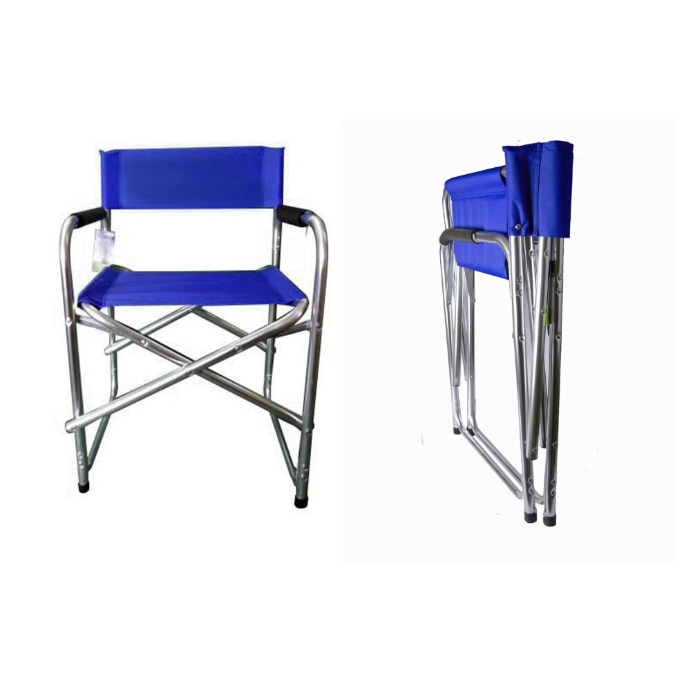 (Black) Aluminium Directors Folding Chair (Black/Blue)