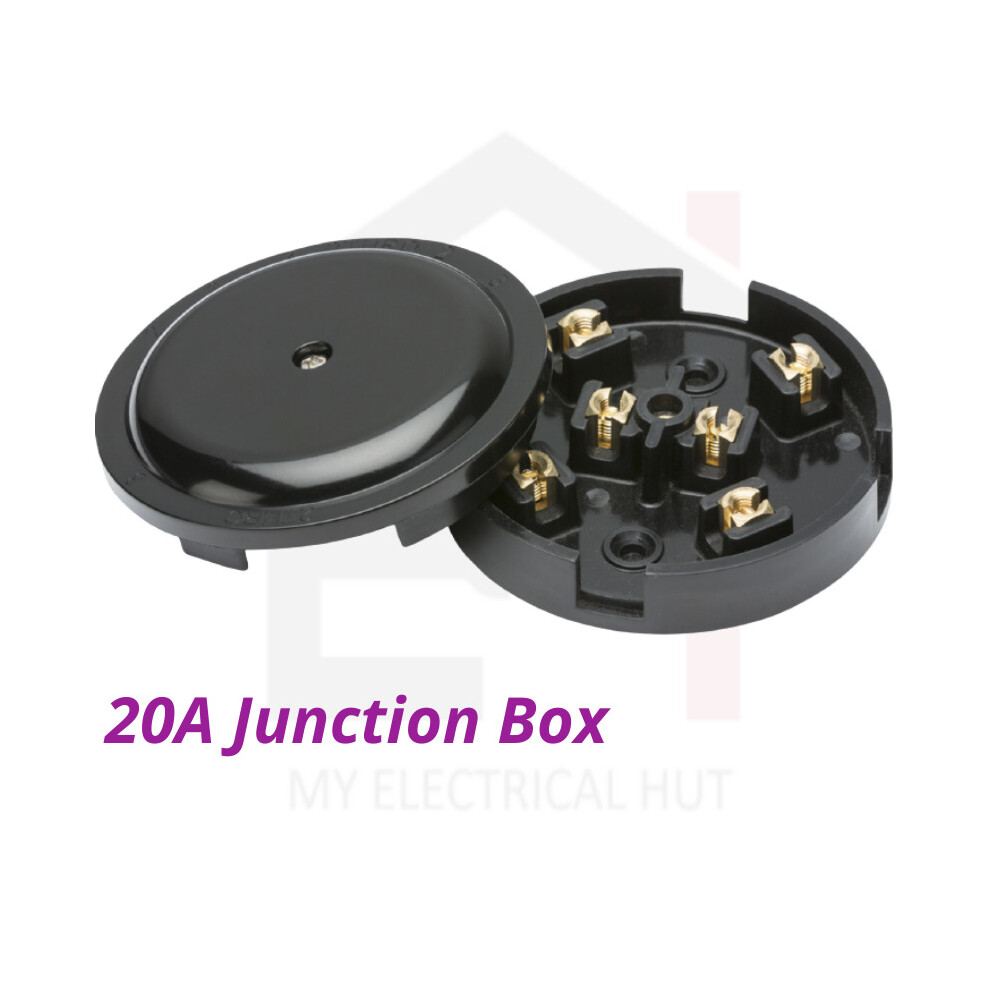 20A Junction Box 6 Terminal 89Mm Electrical Wiring Connector Black 5055832955498