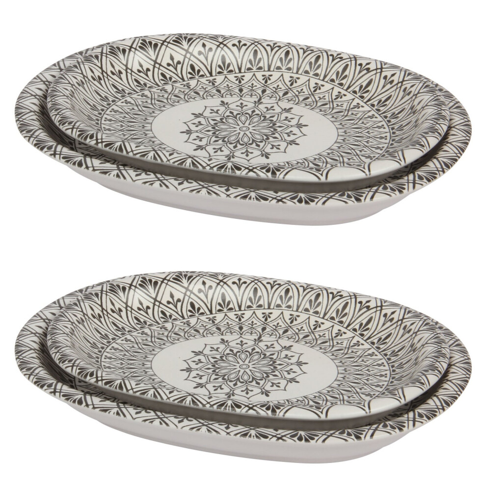 2 Sizes Stoneware Serving Platter. Salad Dishes. Decorative Ethnic Theme.-image-OPC-P8VPSTC-NEW