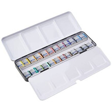 Winsor & Newton 390645 Cotman Water Colour Box-24  24 x Half Pan Metal Sketchers' Box  Aquarellkasten