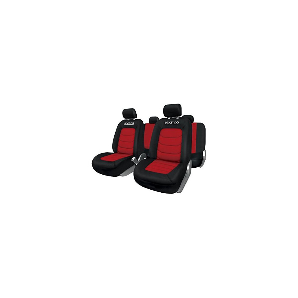 Sparco SPC1019RS 11-Piece Car Seat Cover Set, S-Line Corsa, Red - Image 4