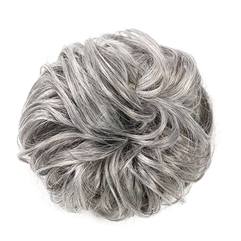 (Grey) Messy Bun Scrunchie Hair Extension