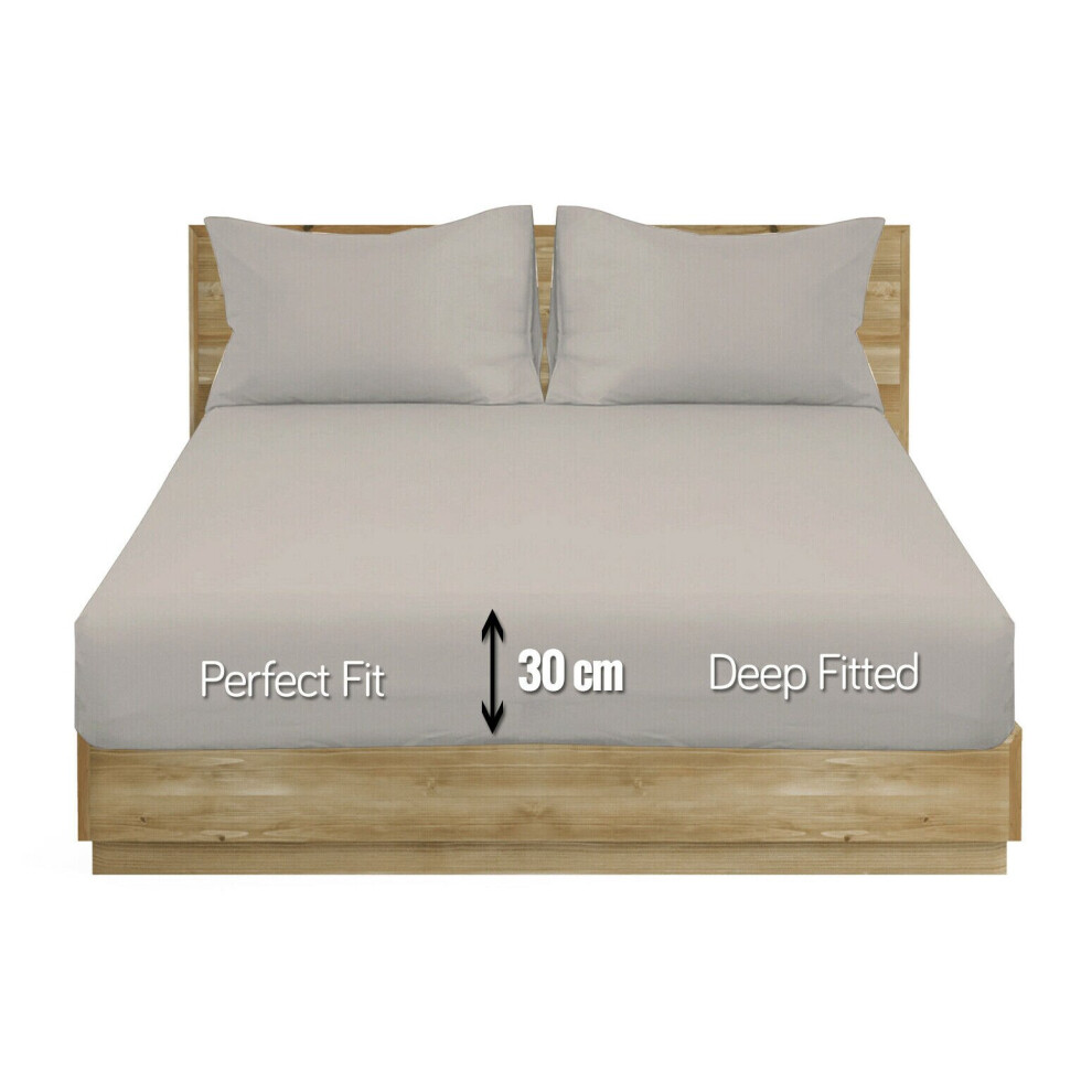 (Silver Grey , King) Extra Deep Fitted Sheet Bed Sheets- 12 Colours