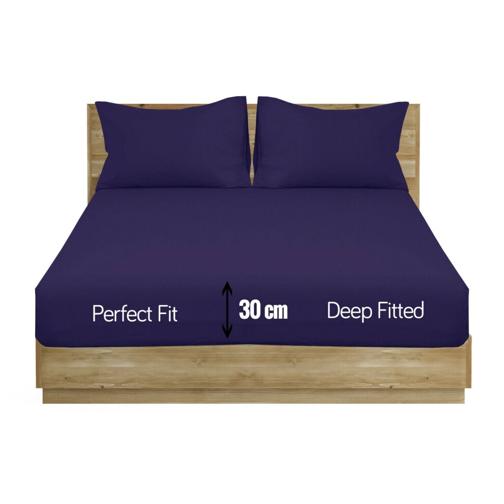 (Royal Blue, Double) Extra Deep Fitted Sheet Bed Sheets- 12 Colours