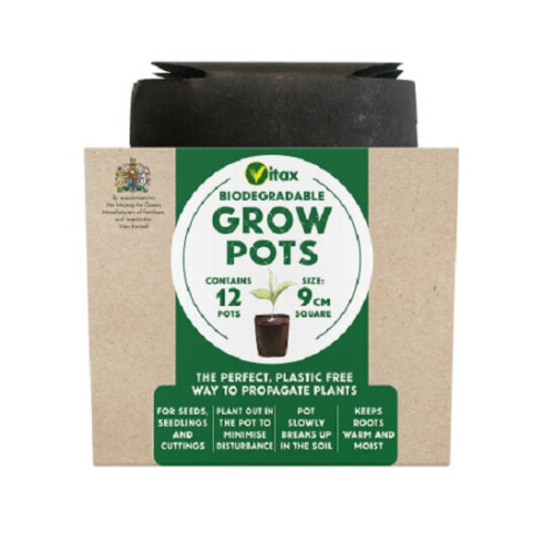 Vitax Vitax Biodegradable Grow Pots 9cm x 12 - Square