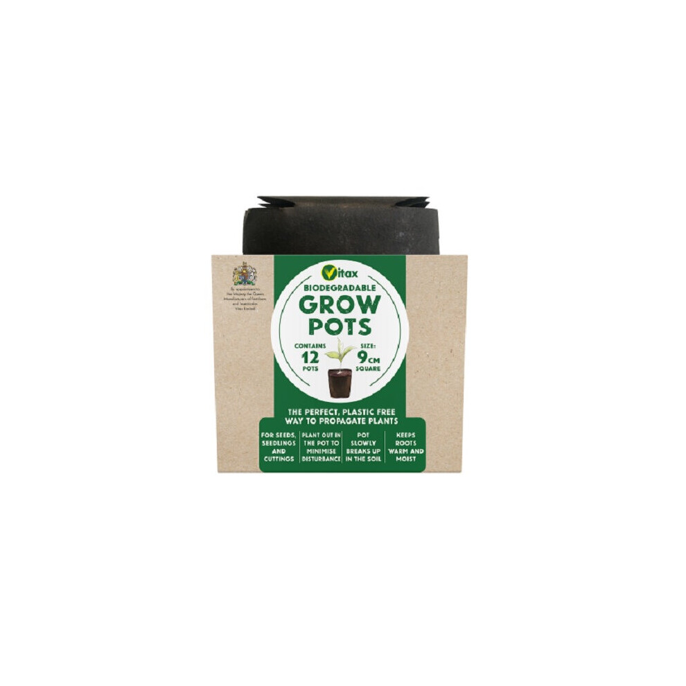 Vitax Biodegradable Grow Pots 9cm x 12 - Square