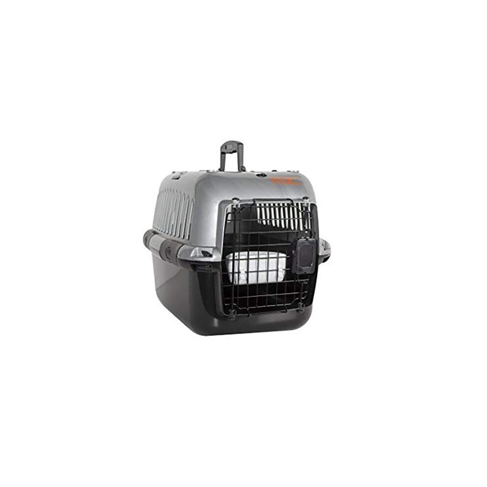 RAC Pet Cat Dog Carrier Portable Plastic Transport Cage Black/Silver