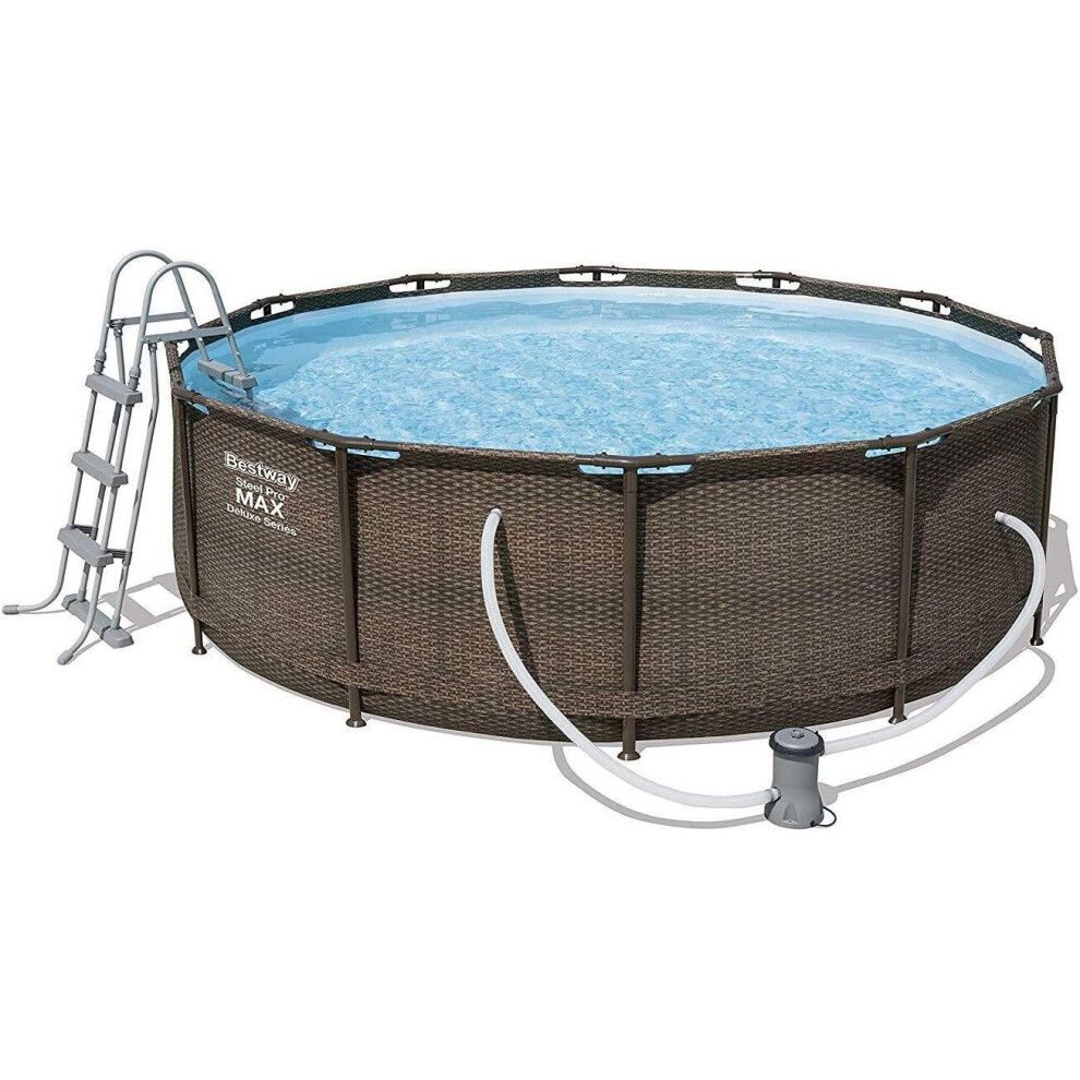 Bestway 12ft x 39.5" Steel Pro Max Swimming Pool & Filter Pump-Rattan