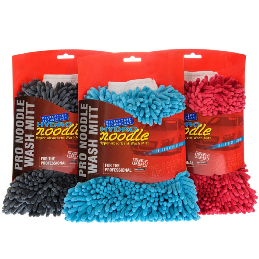 (Red) Double Sided Microfibre Noodle Wash Mitt Red 9101000086818