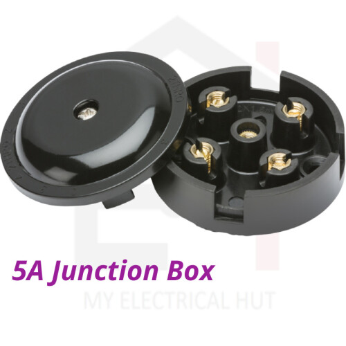 5A Junction Box 4 Terminal 59mm Electrical Wiring Connector Black