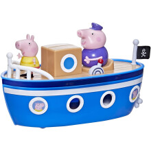 Peppa Pig Peppas Adventures Grandpa Pigs Cabin Boat Vehicle Jouet prscolaire : 1 figurine pont amovible avec roues roulantes pour 3 ans et plu