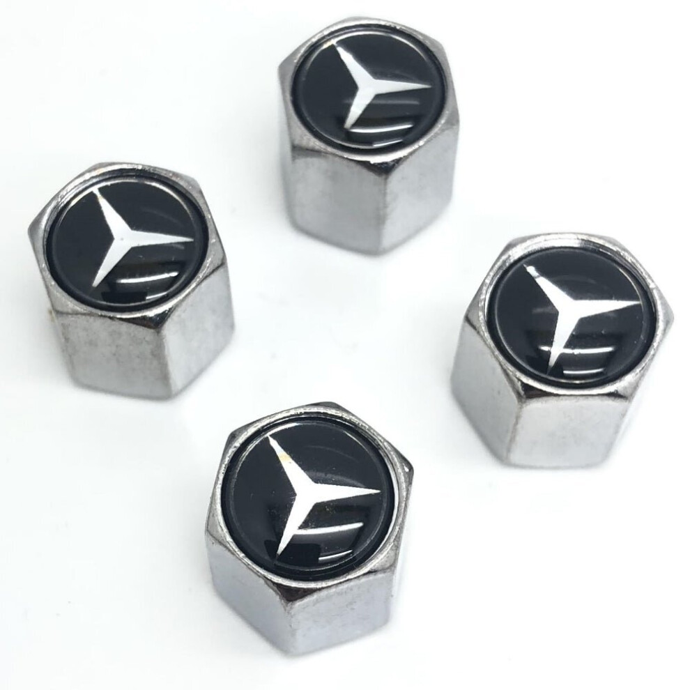 Set of 4 Chrome Anti-Theft Car Tyre Air Dust Valve Stem Cap For Mercedes