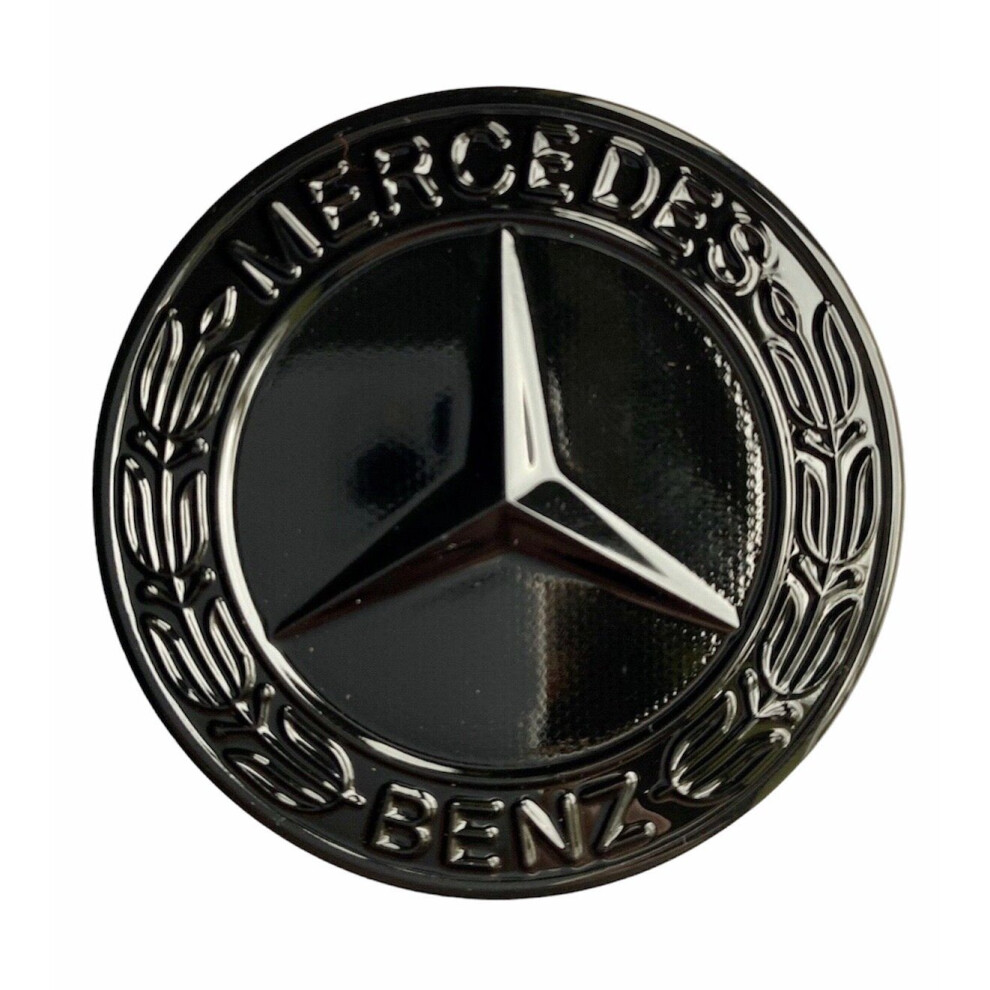 Gloss Black Mercedes Benz Bonnet Badge Emblem For B C E S CLK AMG Class 57mm