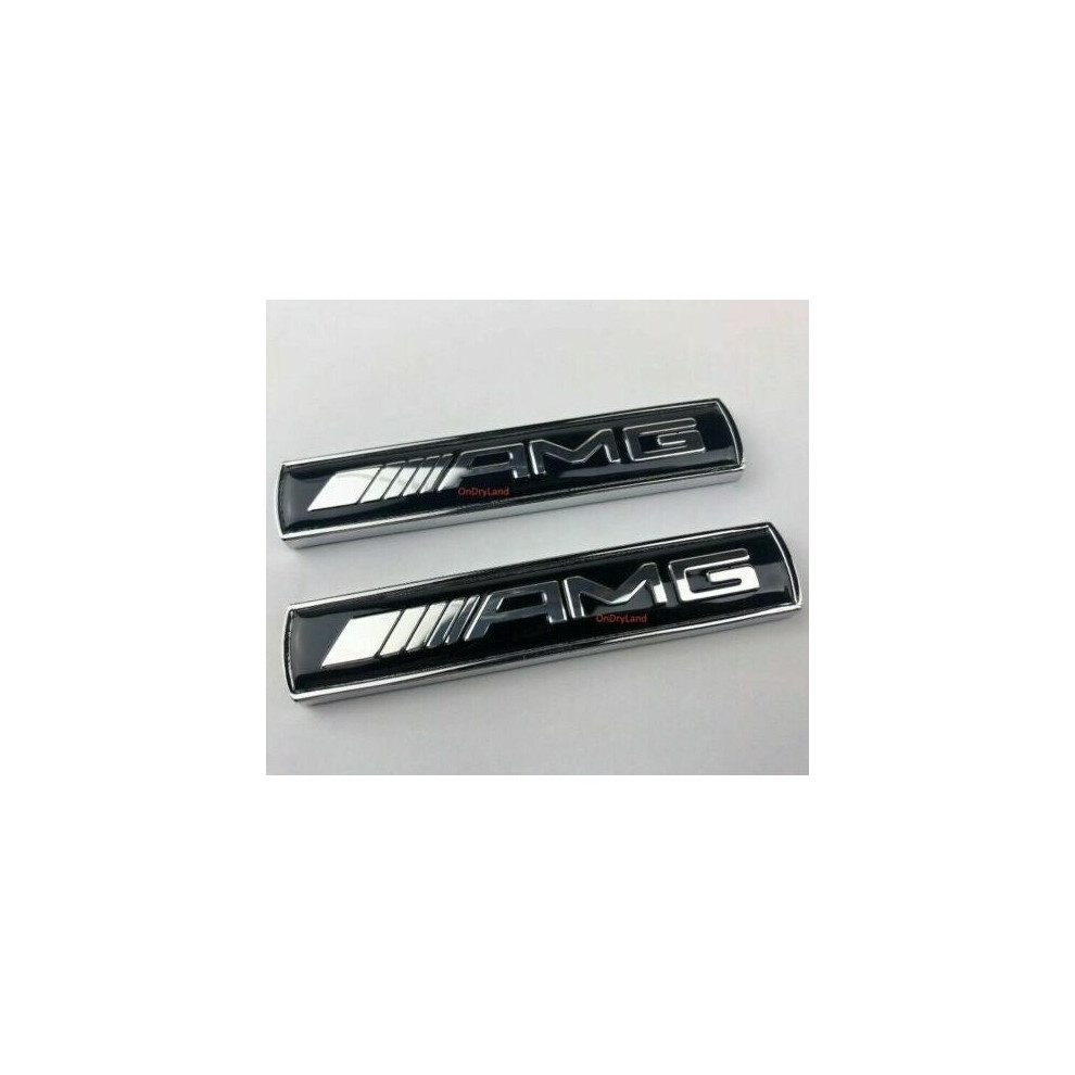 Mercedes Benz Side Wing Fender Badge /Chrome Emblem Boot For Amg Models X2 (Pair) Black 5060953011831
