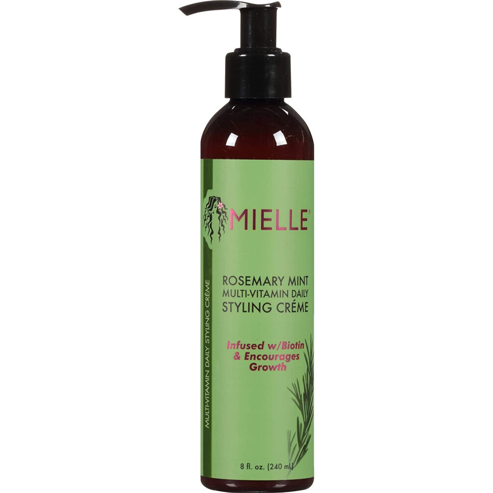 Mielle Rosemary Mint Multi-Vitamin Daily Styling Creme For Curly Hair Definition, Paraben And Silicone Free, 8 Oz (240ml)