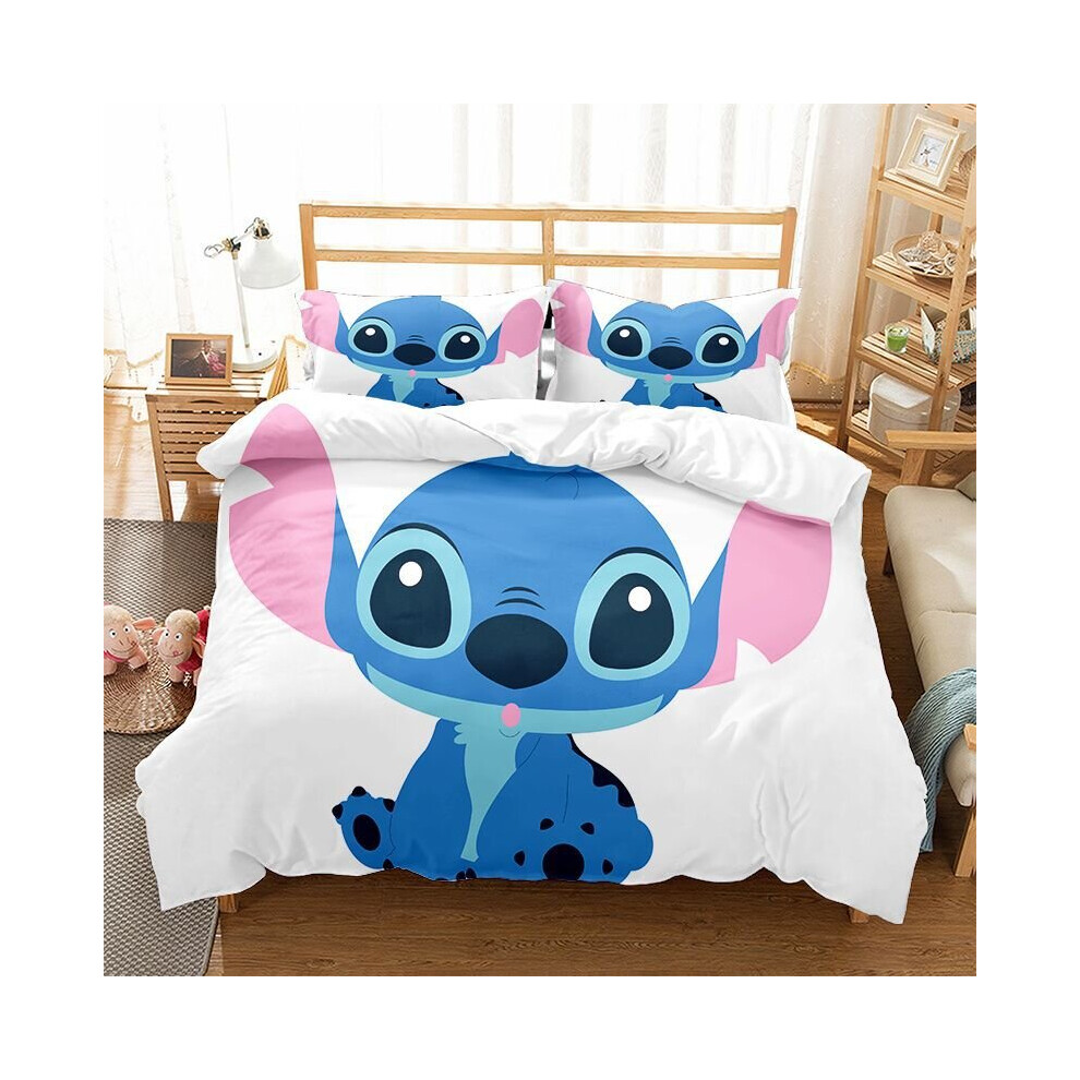 (8, Single) Lilo Stitch Bedding Single Double Duvet Cover Cartoon Print Set